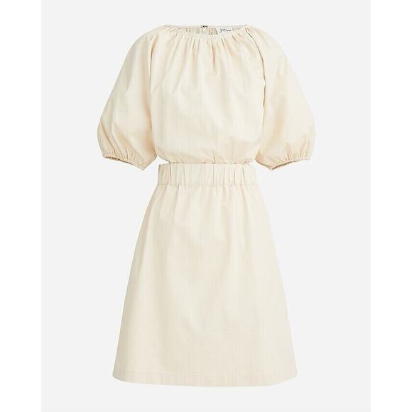 NWT J.Crew Puff-Sleeve Side-Cutout Mini Dress Plus Size 22 Lightweight Chino - Picture 1 of 13